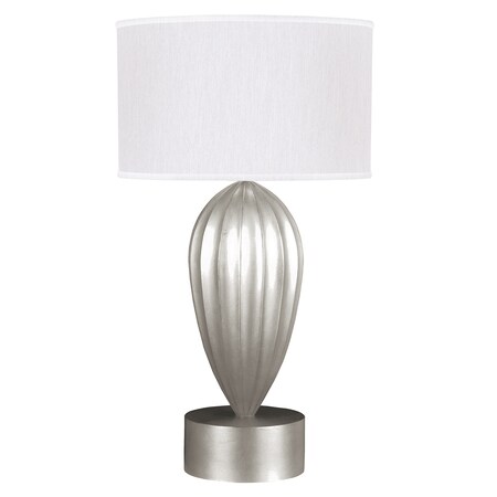 Fine Art Lamps Allegretto Table Lamp, 1-Light, Silver Leaf, White Fabric Shade, 33"H (793110-SF41 NK10) 793110-SF41